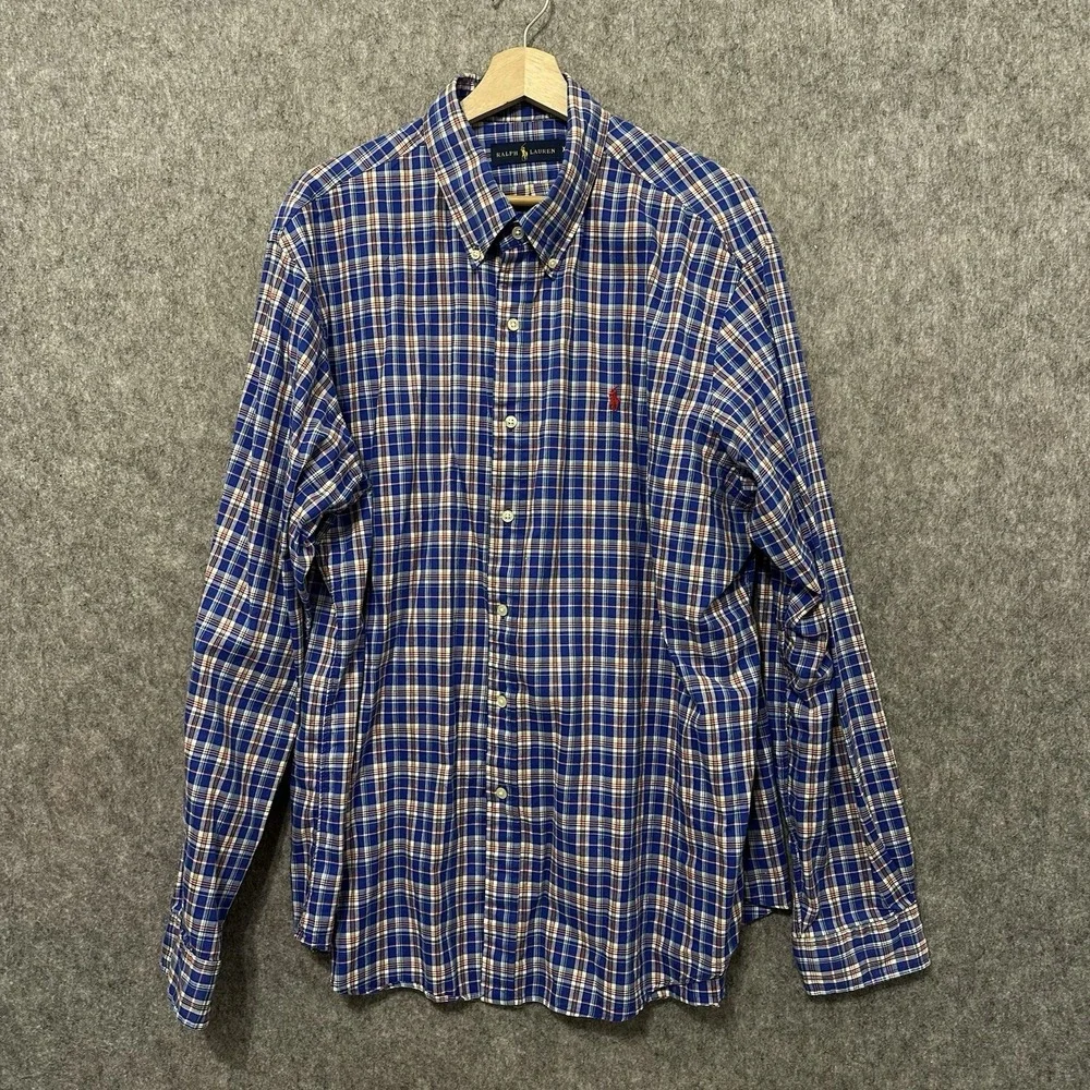 Polo Ralph‎ Lauren Plaid Button Down Shirt Men's XXL Classic Cotton Casual